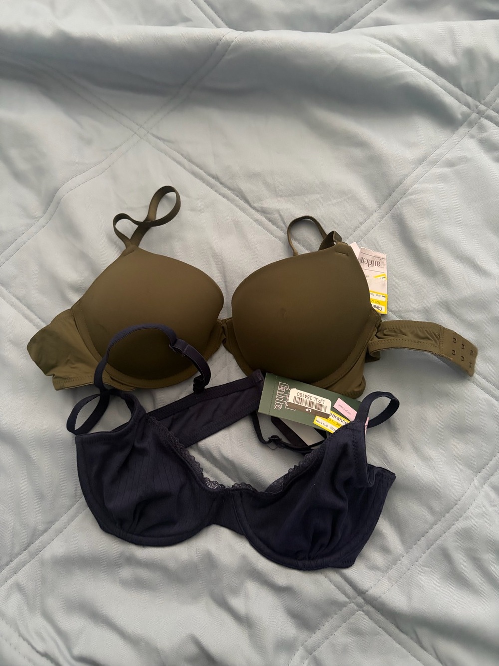 Olive Green Padded Bra & Navy Underwire Bra - Two-Pack